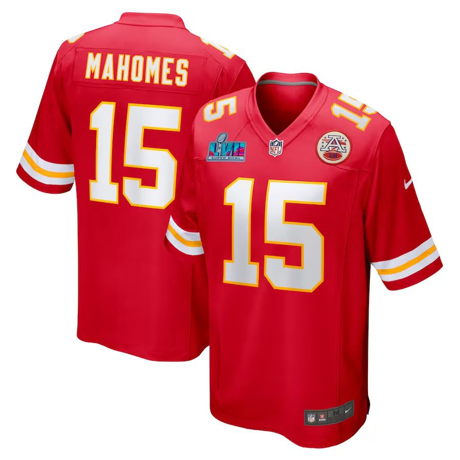 Men Kansas City Chiefs #15 Patrick Mahomes Nike Red Super Bowl LVII Patch Game NFL Jersey